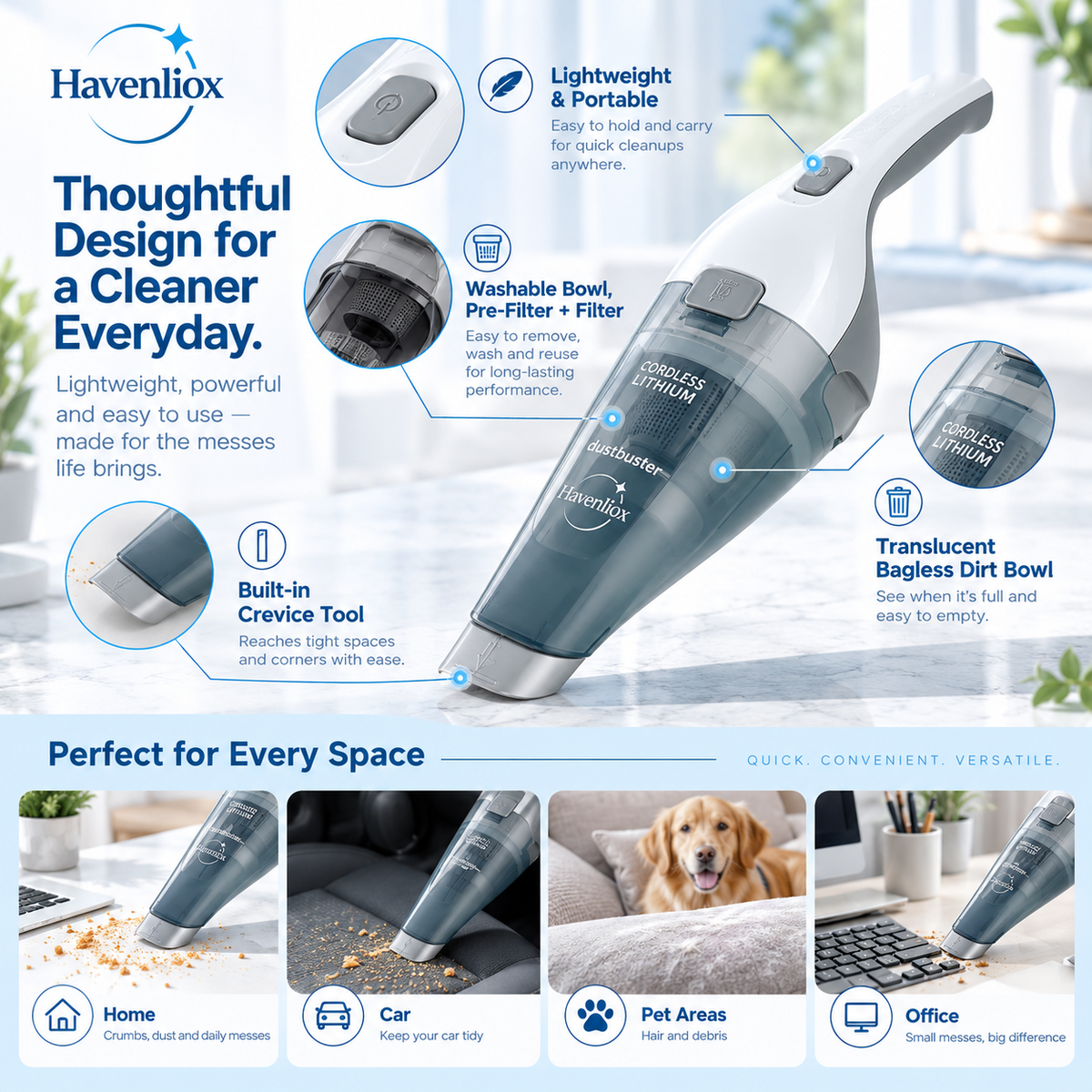 Havenliox® QuickClean Handheld Vacuum